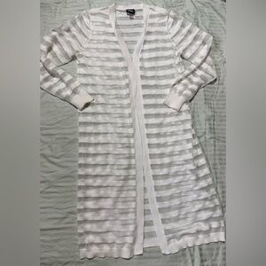 INC International Concepts White Striped Cardigan